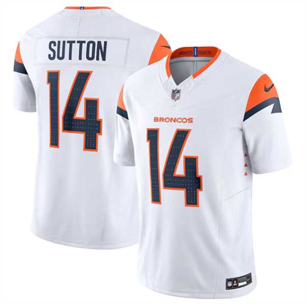 Mens Denver Broncos #14 Courtland Sutton White 2024 F.U.S.E. Vapor Limited Football Stitched Jersey Dzhi